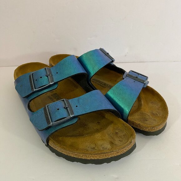 Birkenstock Arizona Iridescent Two Strap Slide Sandals Size 41 US 10-10.5 - Picture 1 of 7
